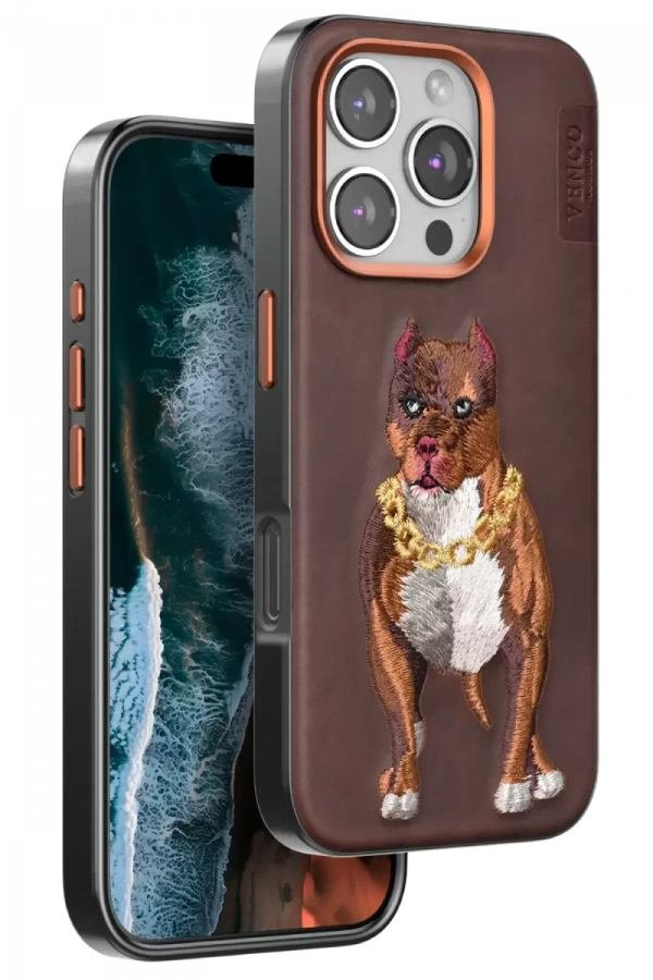 Apple iPhone 16 Pro Perma Desenli Kapak - Kahverengi