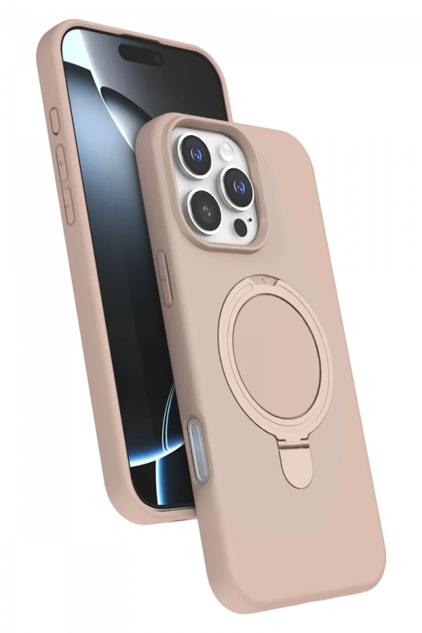 Apple iPhone 16 Pro Regal Magsafe Standlı Kapak - Çöl Titanyum