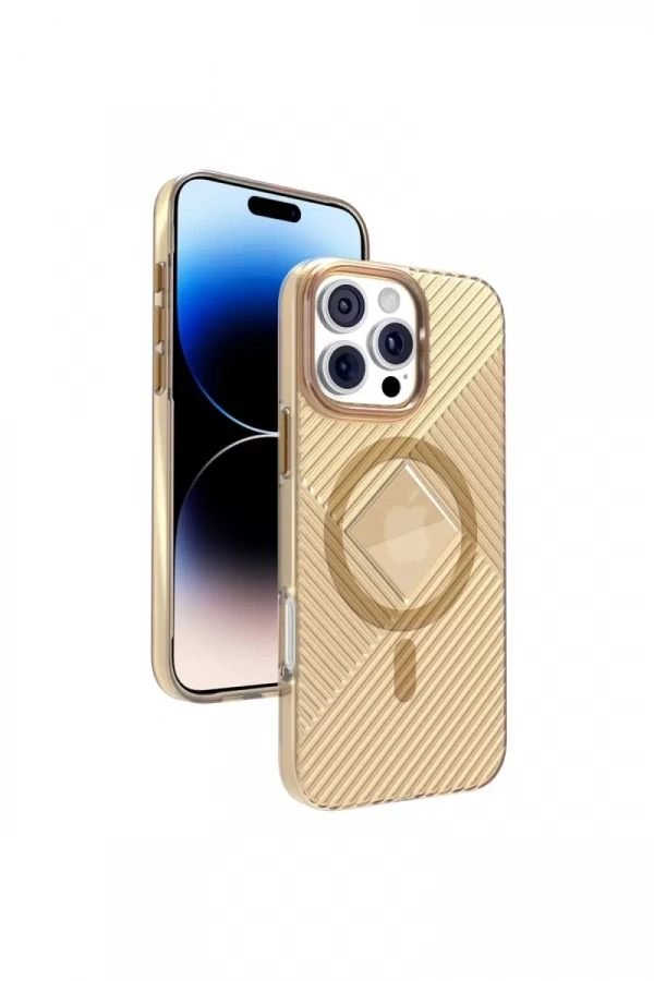 Apple iPhone 16 Pro Stella PC Sert Magsafe Kılıf - Gold