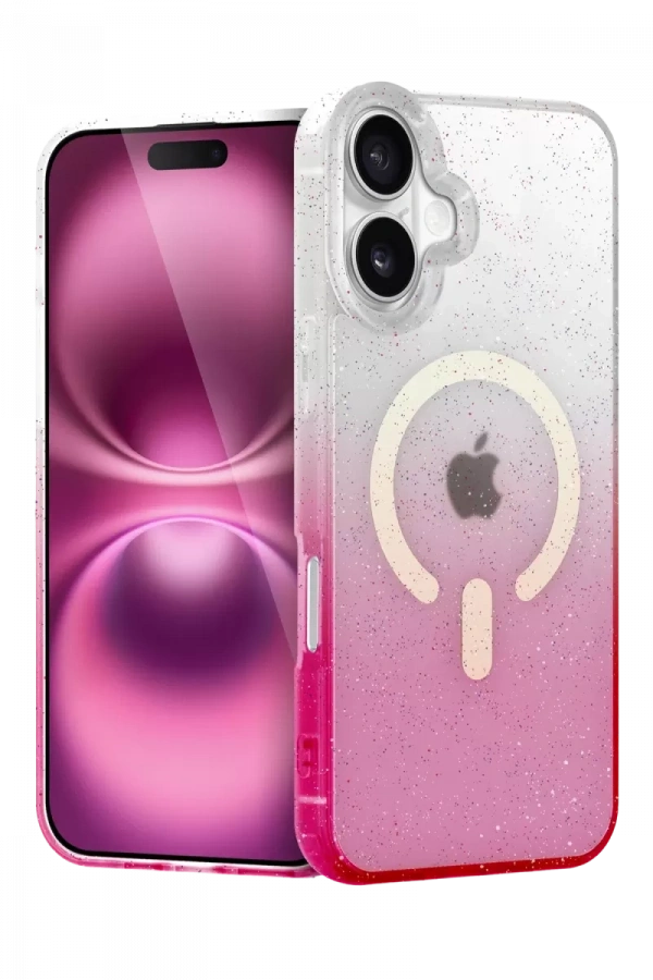 Apple iPhone 16 Pummel Shiny Magsafe Kapak - Pembe