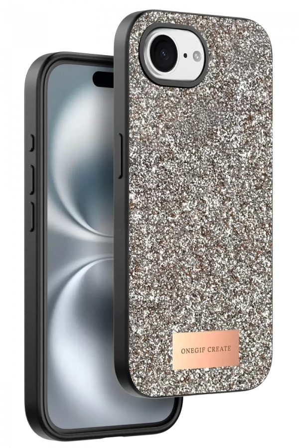 Apple iPhone 16E Bright Simli Kapak - Çöl Titanyum