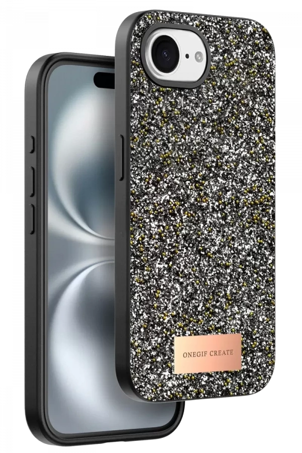Apple iPhone 16E Bright Simli Kapak - Gümüş