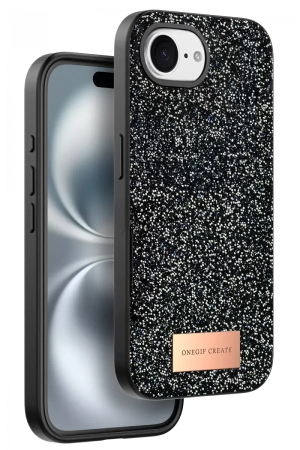 Apple iPhone 16E Bright Simli Kapak - Siyah