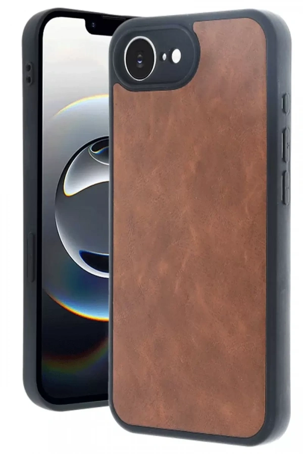 Apple iPhone 16E Kılıf Aras Deri Kapak - Taba