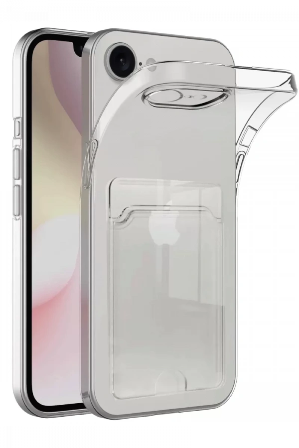 Apple iPhone 16E Kılıf Kart Şeffaf Silikon - Şeffaf