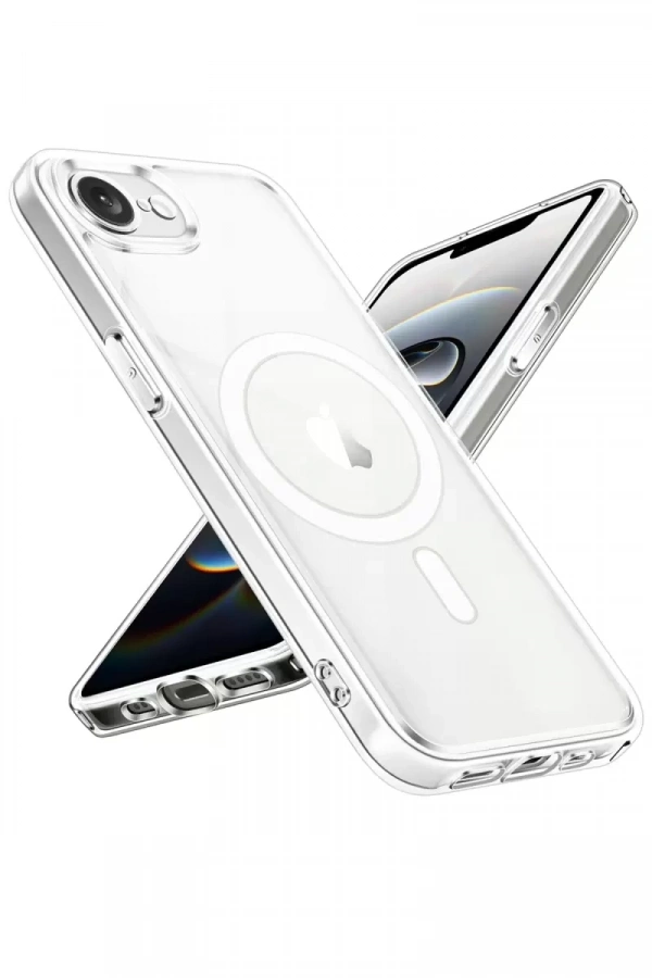 Apple iPhone 16E Kılıf Magneticsafe Şeffaf Silikon - Şeffaf