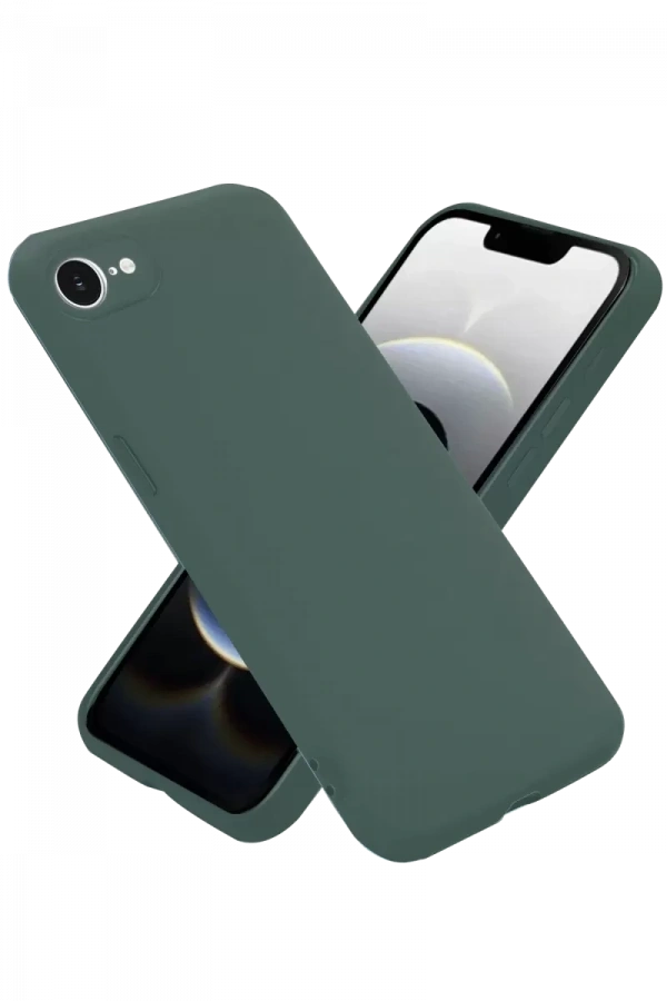 Apple iPhone 16E Kılıf Nano içi Kadife Silikon - Koyu Yeşil