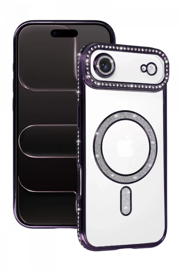 Apple iPhone 17 Air Joke Simli Magneticsafe Kılıf - Derin Mor