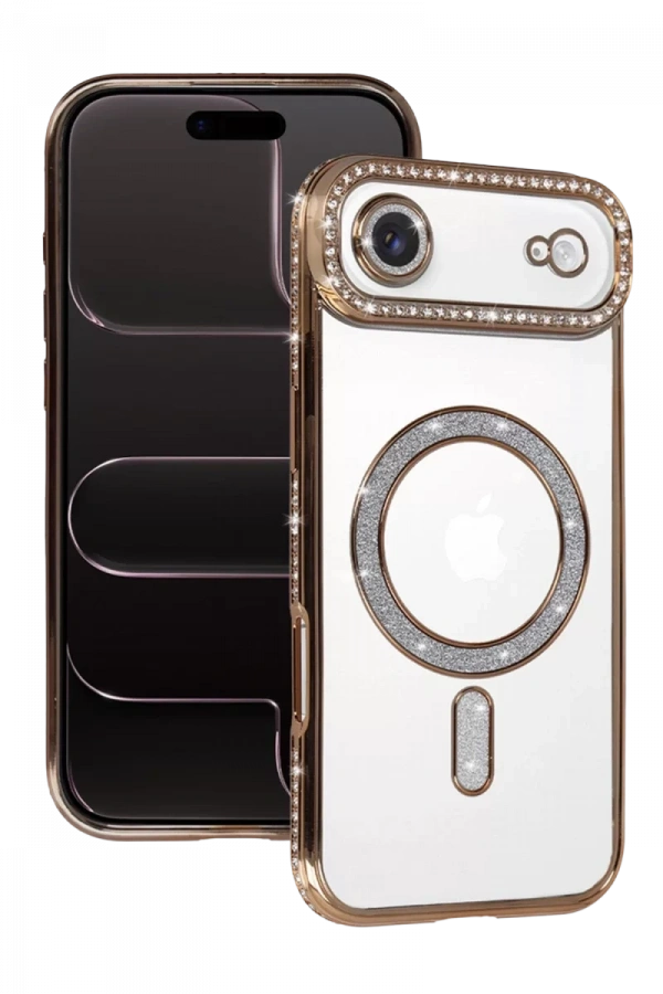 Apple iPhone 17 Air Joke Simli Magneticsafe Kılıf - Gold