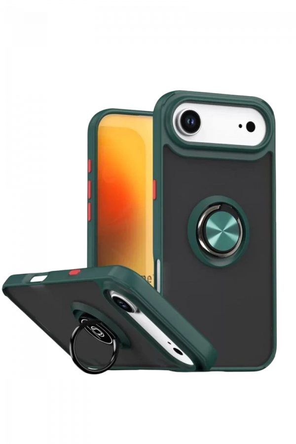 Apple iPhone 17 Air Montreal Yüzüklü Silikon Kapak - Yeşil