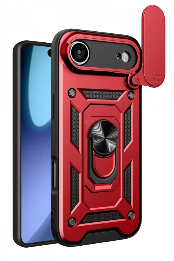 Apple iPhone 17 Air Pars Lens Yüzüklü Silikon - Kırmızı
