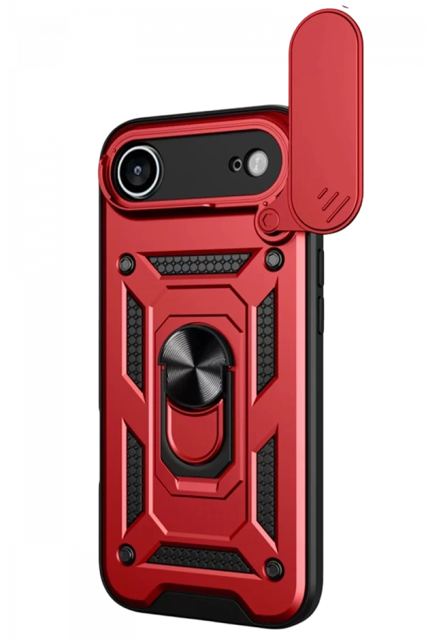 Apple iPhone 17 Air Pars Lens Yüzüklü Silikon - Kırmızı