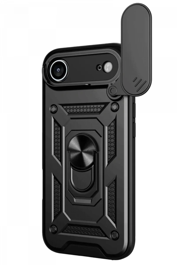 Apple iPhone 17 Air Pars Lens Yüzüklü Silikon - Siyah
