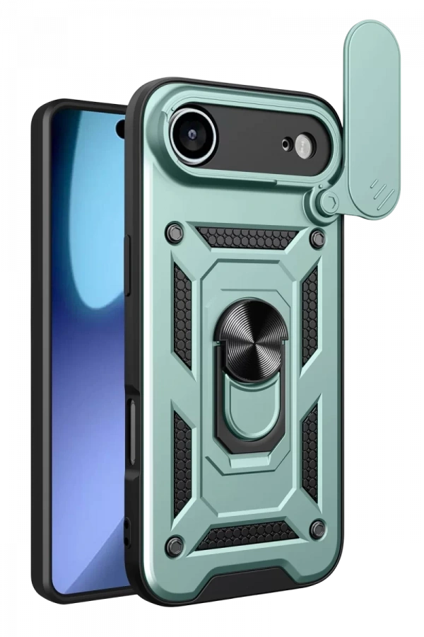 Apple iPhone 17 Air Pars Lens Yüzüklü Silikon - Yeşil