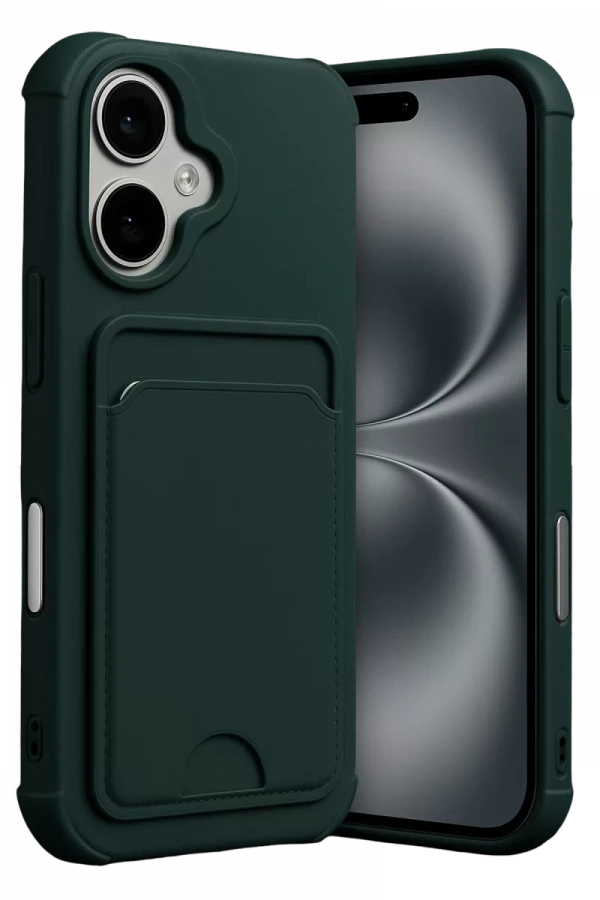 Apple iPhone 17 Kelvin Kartvizitli Silikon - Koyu Yeşil