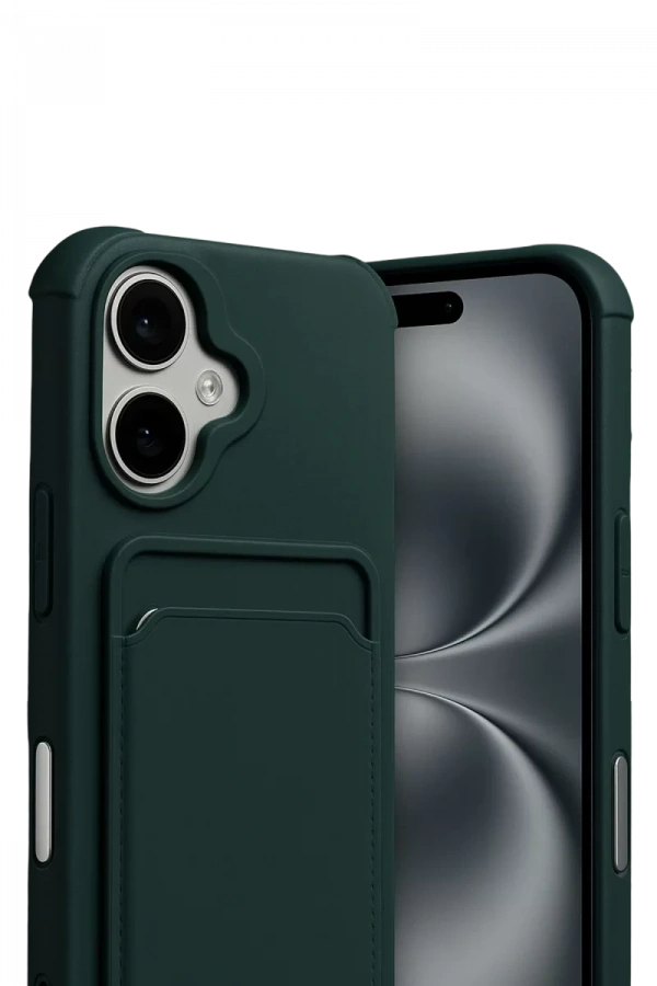 Apple iPhone 17 Kelvin Kartvizitli Silikon - Koyu Yeşil