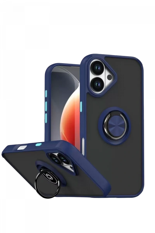 Apple iPhone 17 Montreal Yüzüklü Silikon Kapak - Lacivert