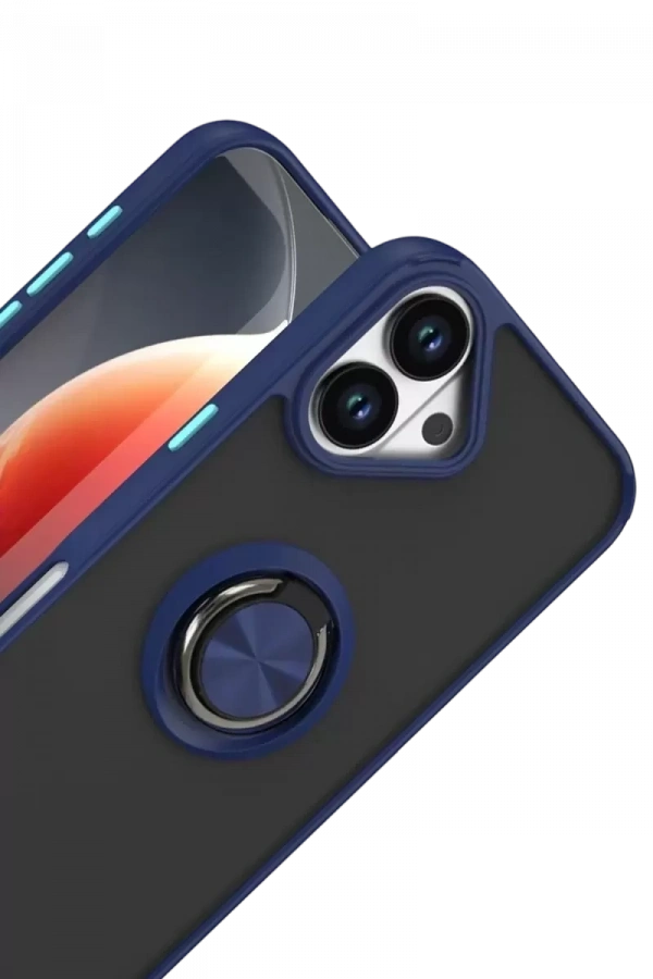 Apple iPhone 17 Montreal Yüzüklü Silikon Kapak - Lacivert