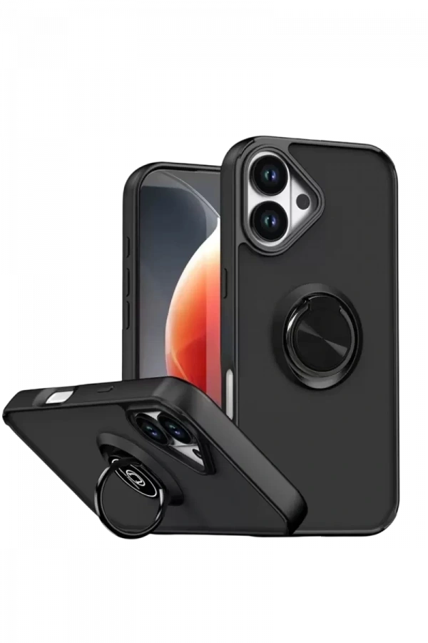 Apple iPhone 17 Montreal Yüzüklü Silikon Kapak - Siyah
