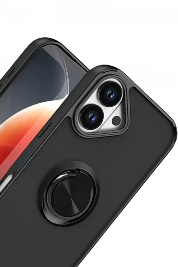 Apple iPhone 17 Montreal Yüzüklü Silikon Kapak - Siyah