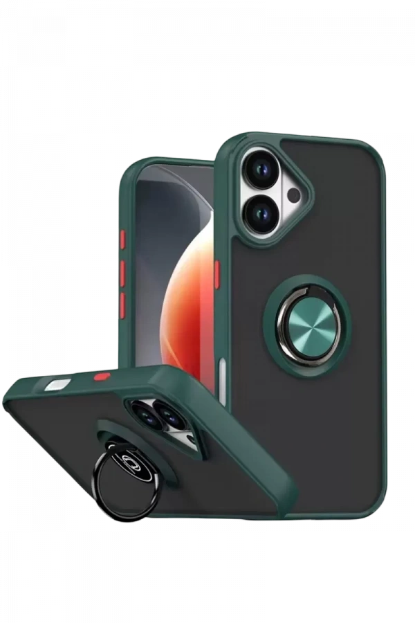 Apple iPhone 17 Montreal Yüzüklü Silikon Kapak - Yeşil