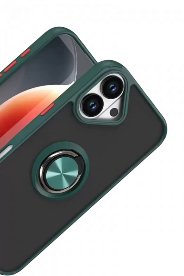 Apple iPhone 17 Montreal Yüzüklü Silikon Kapak - Yeşil