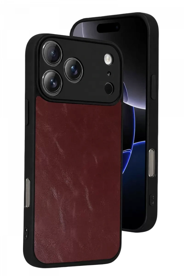 Apple iPhone 17 Pro Aras Deri Kapak - Bordo