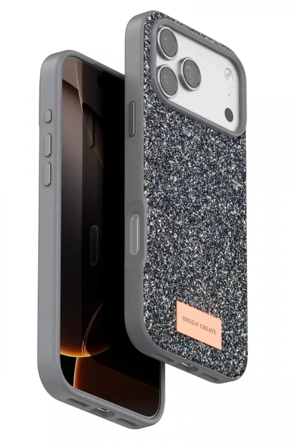 Apple iPhone 17 Pro Bright Simli Kapak - Gümüş