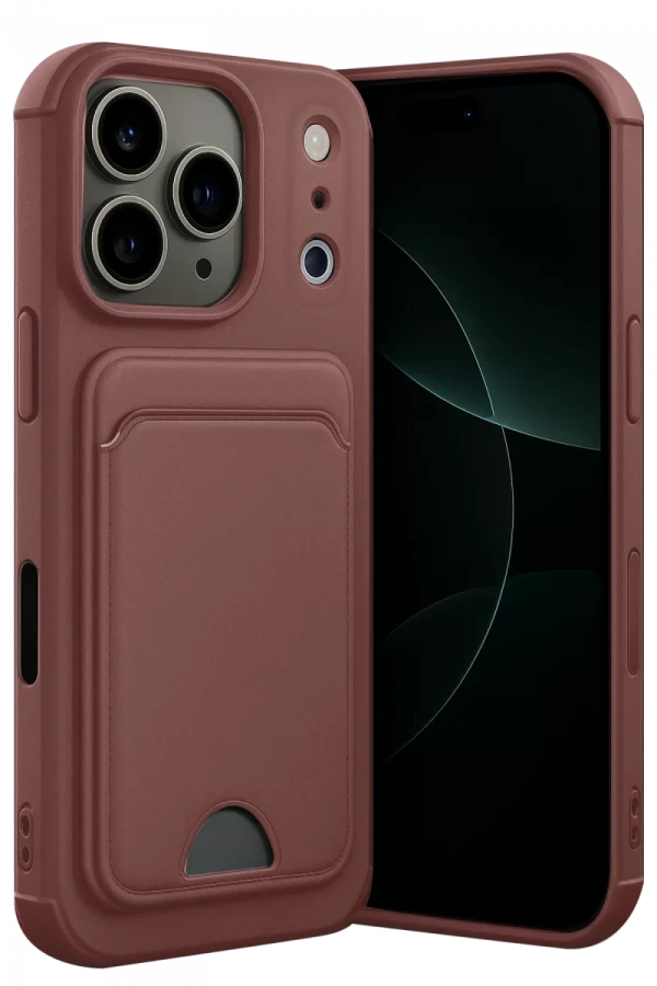 Apple iPhone 17 Pro Kelvin Kartvizitli Silikon - Bordo