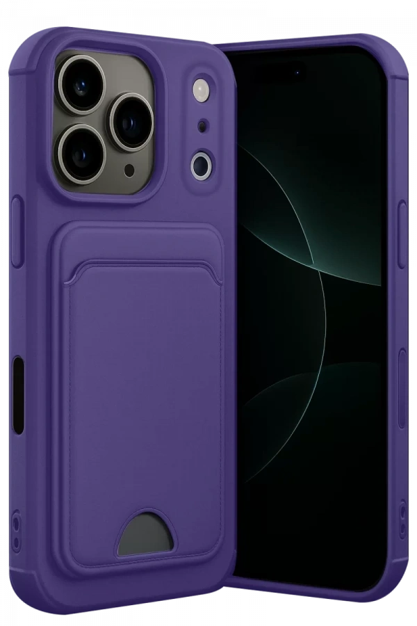 Apple iPhone 17 Pro Kelvin Kartvizitli Silikon - Derin Mor