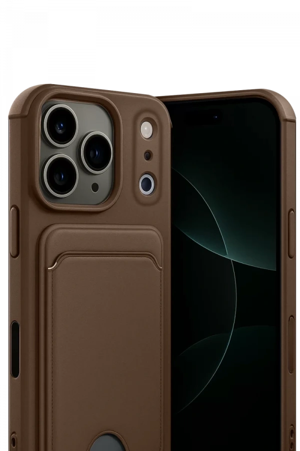 Apple iPhone 17 Pro Kelvin Kartvizitli Silikon - Kahverengi