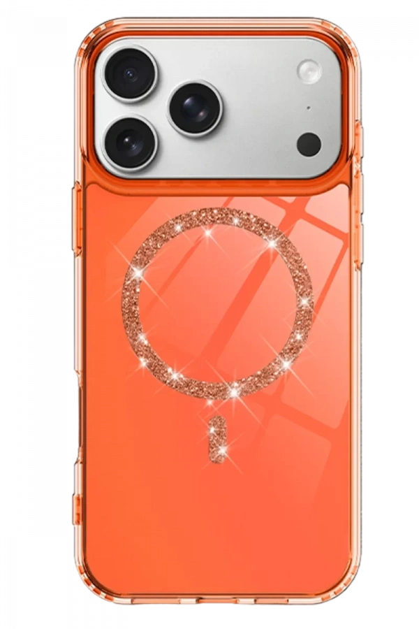 Apple iPhone 17 Pro Live Diamond Magsafe Kapak - Turuncu