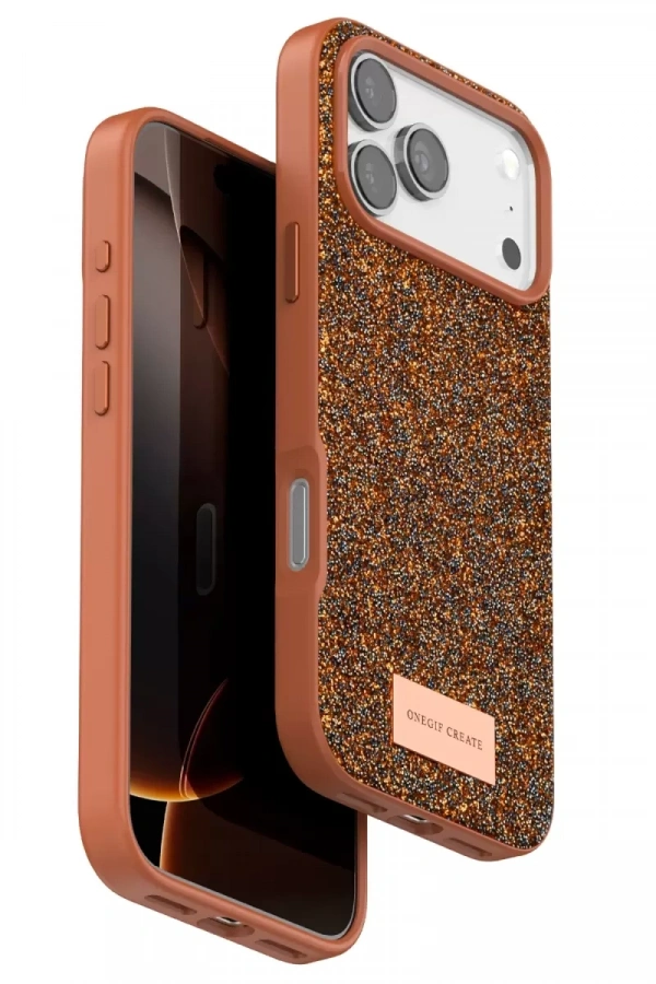 Apple iPhone 17 Pro Max Bright Simli Kapak - Turuncu