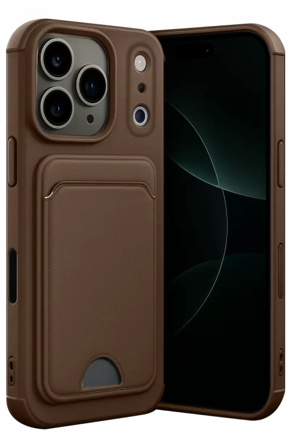 Apple iPhone 17 Pro Max Kelvin Kartvizitli Silikon - Kahverengi