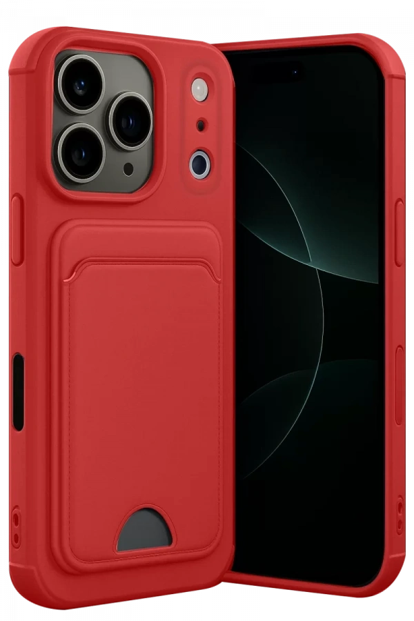 Apple iPhone 17 Pro Max Kelvin Kartvizitli Silikon - Kırmızı