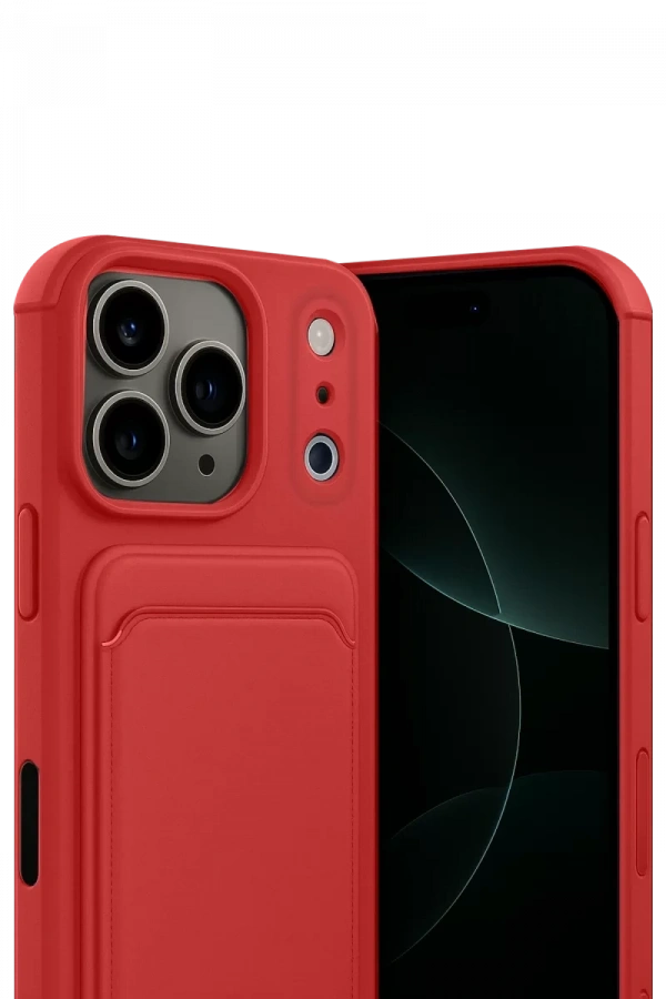 Apple iPhone 17 Pro Max Kelvin Kartvizitli Silikon - Kırmızı