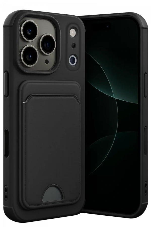 Apple iPhone 17 Pro Max Kelvin Kartvizitli Silikon - Siyah