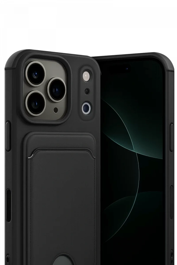 Apple iPhone 17 Pro Max Kelvin Kartvizitli Silikon - Siyah