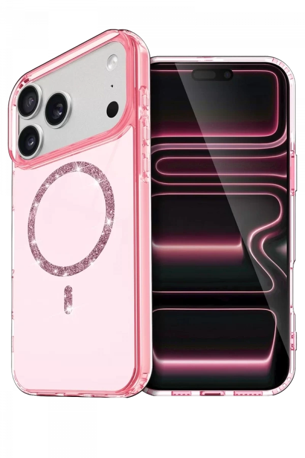 Apple iPhone 17 Pro Max Live Diamond Magsafe Kapak - Pembe