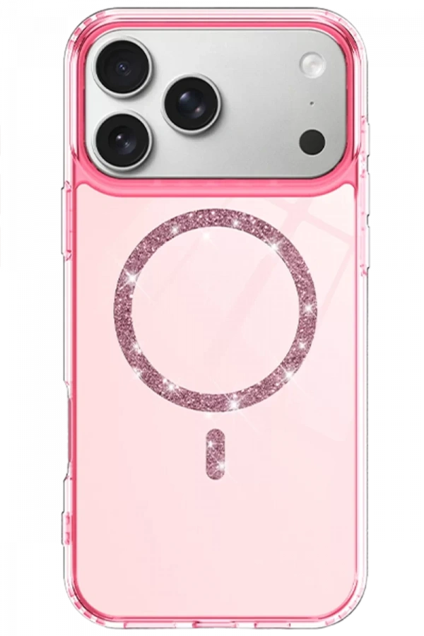 Apple iPhone 17 Pro Max Live Diamond Magsafe Kapak - Pembe