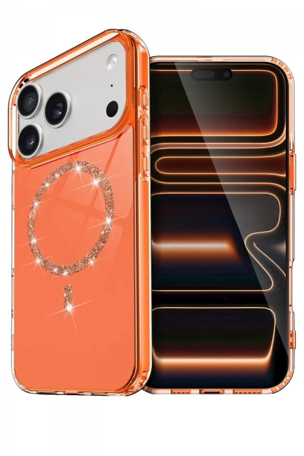 Apple iPhone 17 Pro Max Live Diamond Magsafe Kapak - Turuncu