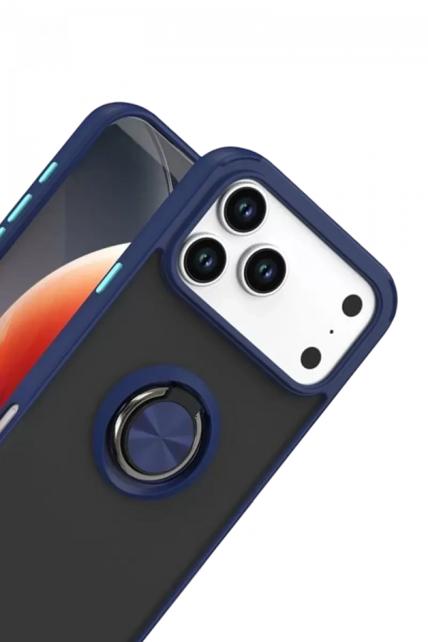 Apple iPhone 17 Pro Max Montreal Yüzüklü Silikon Kapak - Lacivert