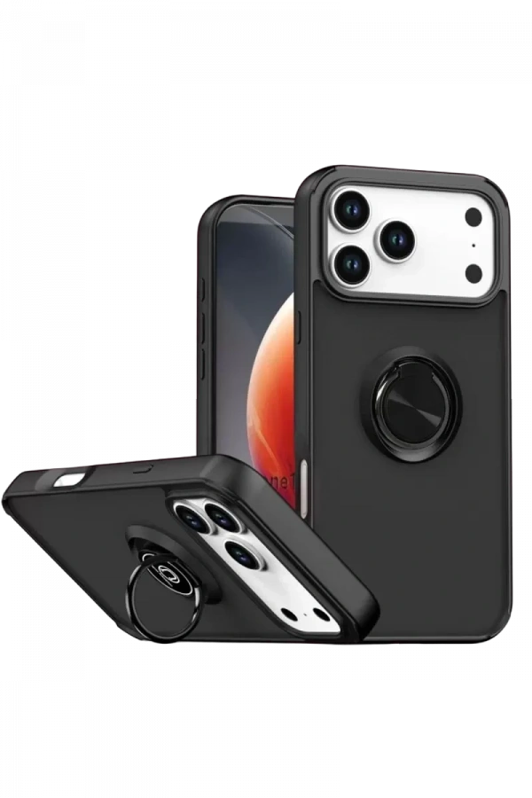 Apple iPhone 17 Pro Max Montreal Yüzüklü Silikon Kapak - Siyah