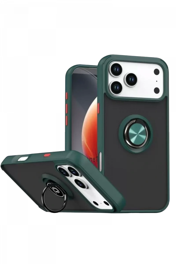 Apple iPhone 17 Pro Max Montreal Yüzüklü Silikon Kapak - Yeşil