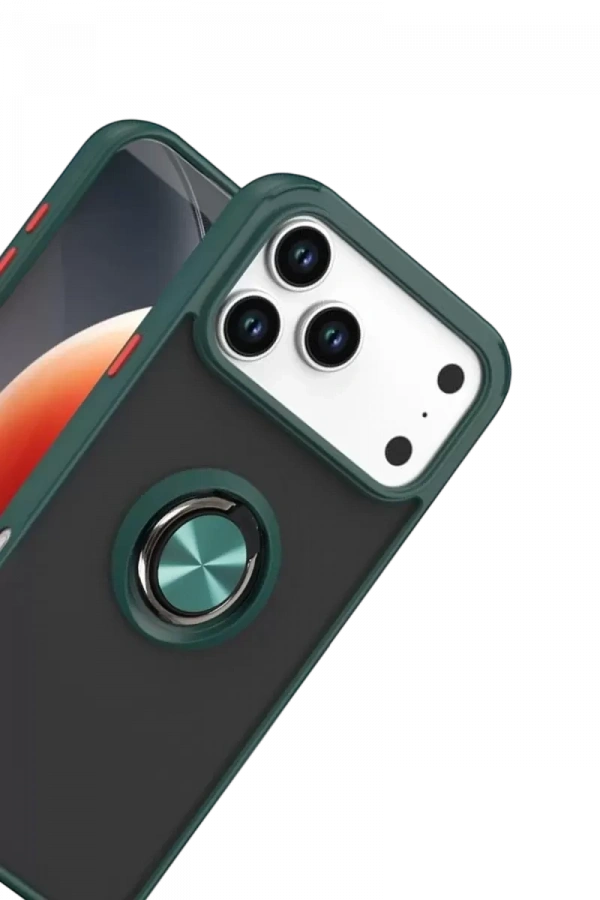 Apple iPhone 17 Pro Max Montreal Yüzüklü Silikon Kapak - Yeşil