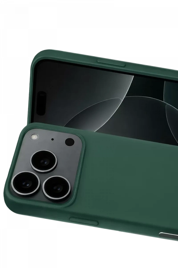 Apple iPhone 17 Pro Max Nano içi Kadife Silikon - Koyu Yeşil