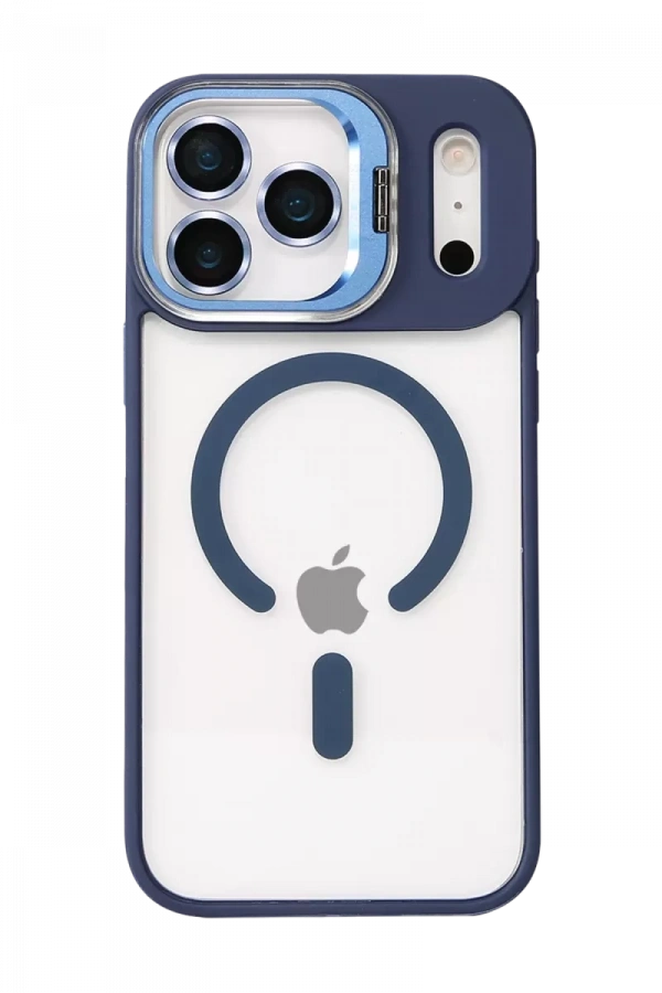 Apple iPhone 17 Pro Max Remim Lensli Magsafe Standlı Kapak - Lacivert