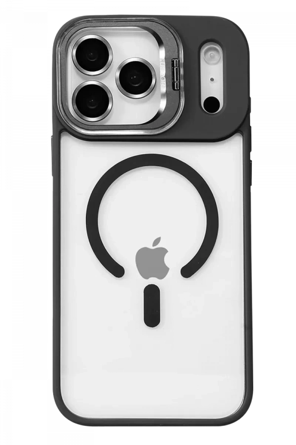 Apple iPhone 17 Pro Max Remim Lensli Magsafe Standlı Kapak - Siyah