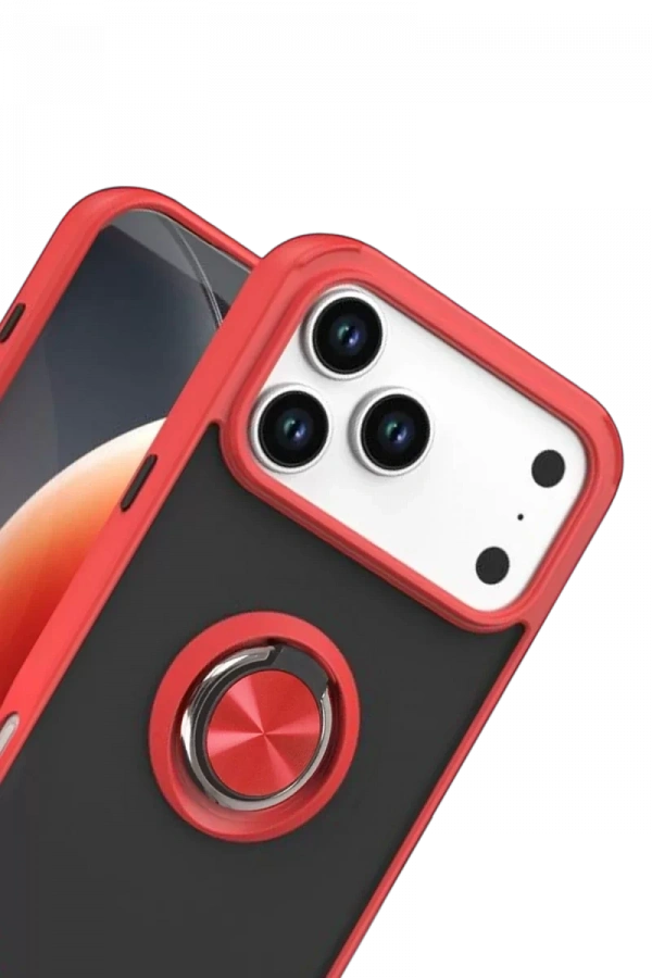 Apple iPhone 17 Pro Montreal Yüzüklü Silikon Kapak - Kırmızı