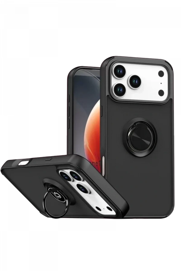 Apple iPhone 17 Pro Montreal Yüzüklü Silikon Kapak - Siyah